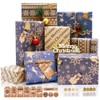 Christmas Wrapping Paper, 8 Sheets Christmas Paper Set with Stickers