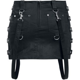 Gothicana by EMP Ladies Black Short Skirt with Buckles, black