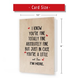 IDU Funny Encouragement Card Gifts for Women Men，Warm Thinking of You Cards for Him Her，Get Well Soon Card，Positive Card，Inspirational Cards，Thoughtful You're Totally Fine，I'm Here for You Card