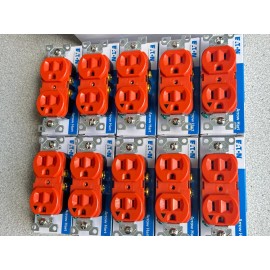 Arrow Hart 10 NEW EATON ARROW HART 15AMP 125V ISOLATED GROUND ORANGE DUPLEX RECEPTACLES LOT