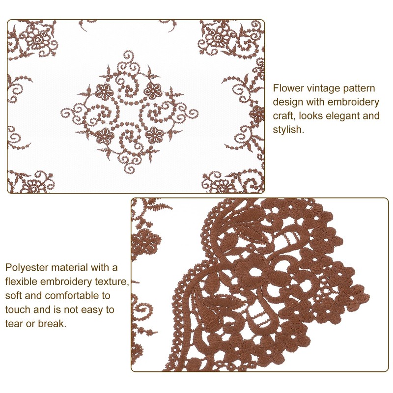 sourcing map 2Pcs Retro Lace Placemats, French Crochet Doilies Oval