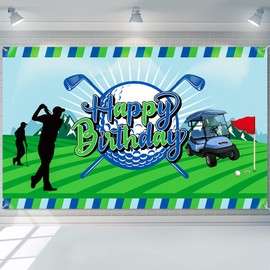 Golf Birthday Party Decoration Golf Happy Birthday Backdrop Photo Booth Banner Photography Background for Golf Sports Themed Birthday Party Supplies for Men, 73 x 43inch