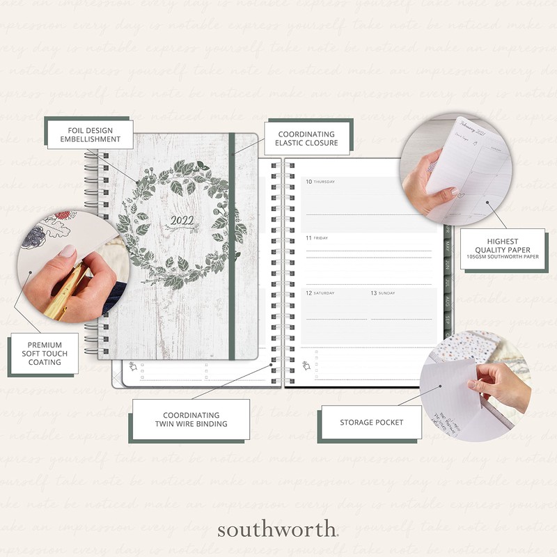 Southworth Planner (January 2022-December 2022), 7" x 9.25", Cashmere Heart