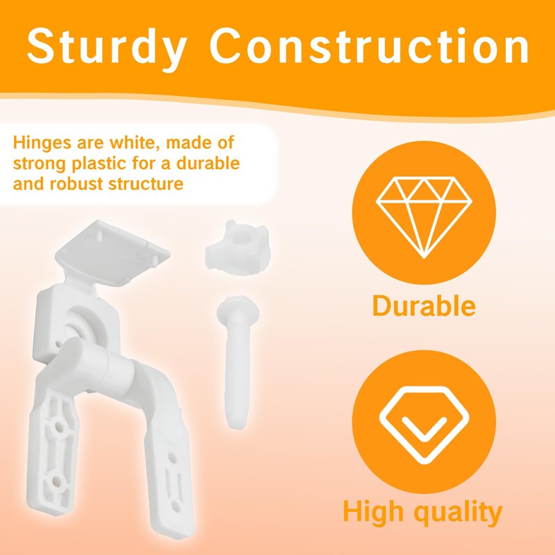 White Plastic Toilet Seat Hinge Replacement with Bolts, Screws, and