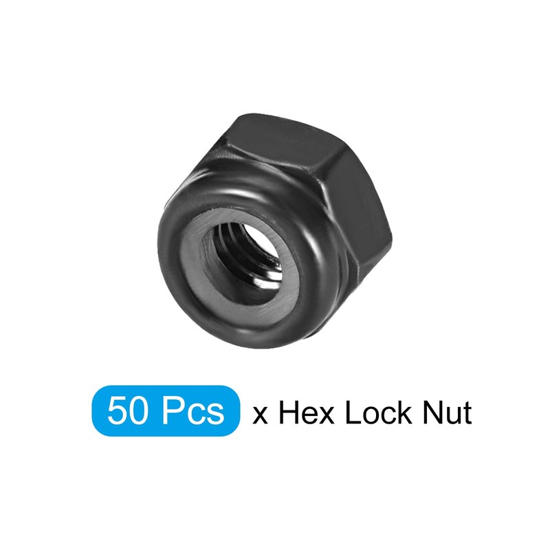 METALLIXITY Hex Lock Nut Fasteners(M4x0.7mm) 50Pcs, Carbon Steel Zinc Plated