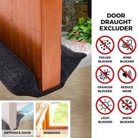 Draught Excluder for Doors and Windows Reusable and Washable Double Draught Excluder Acoustic Insulation Cold Wind Light Dust Pollen Insects Adjustable 80-90cm