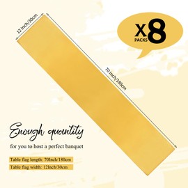 YMHPRIDE 8 Pack Satin Table Runner Gold Table Runner, 12x72 Inch Long Silk Table Runner for Wedding Party Birthday Banquet Table Decoration - Gold