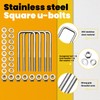 SENKEYFE 4 Pcs 304 Stainless Steel Square U-Bolts with Washers