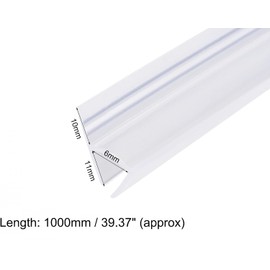 MACHSWON Frameless Glass Shower Door Sweep for 0.24inch(6mm) Glass, h Shape Door Bottom Side Seal Strip with 10mm Drip Rail, Bath Shower Screen Door Seal, 1M Long White