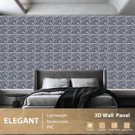 Heikki 30 Pack 3D Wall Panel PVC Flower Textured Wall Panels for Living Room Bedroom Hotel Office, 11.8"x11.8", Double-Sided Tape, Gray (DJZ)