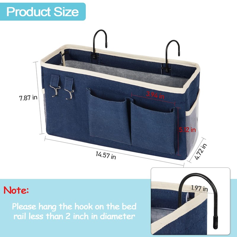 Loghot Bedside Caddy/Bedside Storage Bag Hanging Organizer for Bunk and