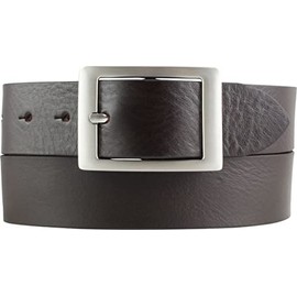 BELTINGER Full Cowhide Leather Denim Belt 4 cm | Denim Belt for Men and Women 40 mm | Leather Belt with Double Clasp, Brown, silver, 120 cm (Gesamtlänge 135 cm)