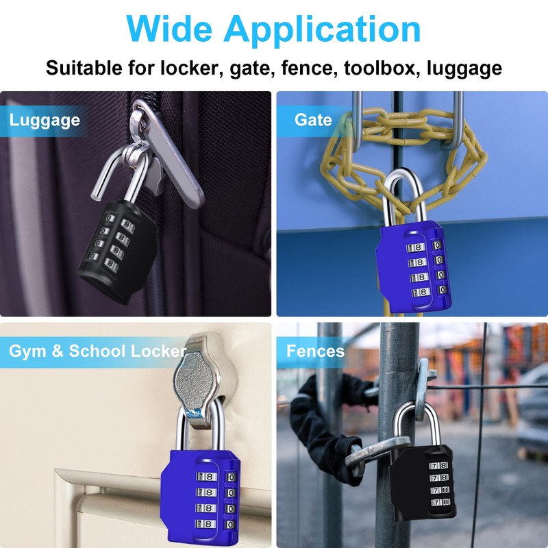 Diyife Combination Padlock, [2 Pack] 4 Digit Lock Combination, Padlock
