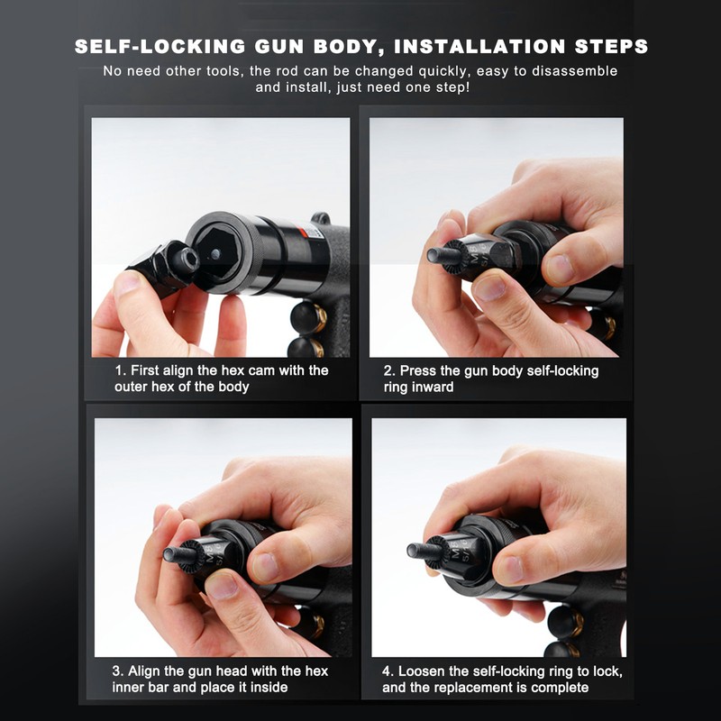 M6/M8 Riveter Gun Aluminum Pneumatic Rivet Nut Kit Self‑Locking Joint