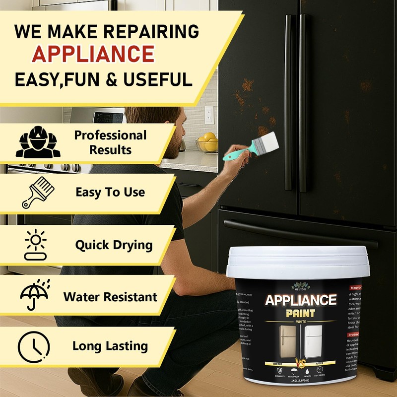 Meuvcol Appliance Paint, 35 Floz Black Appliance Epoxy Paint For
