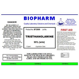 Triethanolamine 99% (T.E.A.) — 1 Quart (950 mL) — Surfactant and Emulsifier Often Used in Hand Sanitizer, Shampoo and Shower Gels