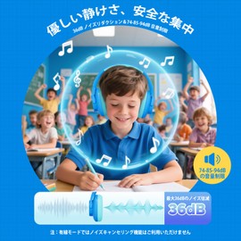 Nova1Lite Kids Headphones Wireless Headphones Bluetooth 5.3 Active Noise Cancelling Volume Limit 74/85/94dB Type-C Fast Charging, 40H Playtime with Mic for School, Travel, Airplane (Blue)