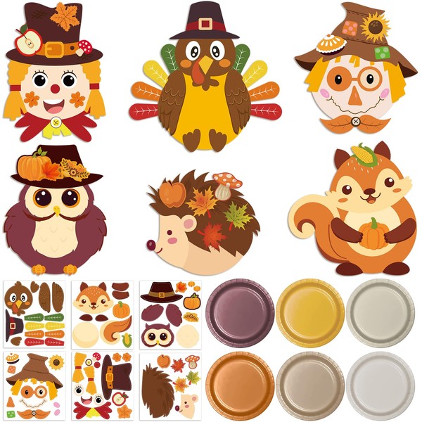 QICI 24pcs Fall Crafts for Kids Thanksgiving Craft Kit Autumn