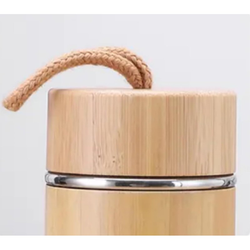 Ktchnhlprz Tea bottle with tea strainer, bamboo rope, double-walled stainless