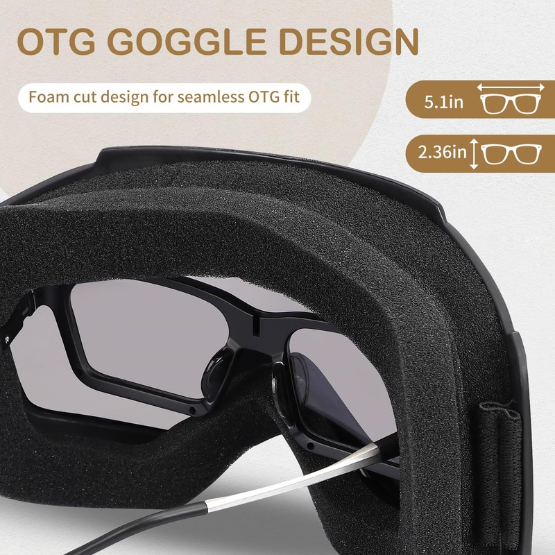 SooGree OTG Ski Goggles - Over Glasses Ski/Snowboard Goggles (Dazzle