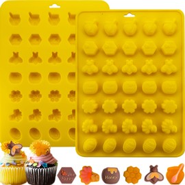 2Pack Honey Bee Chocolate Mold Bee Silicone Molds Honeycomb Chocolate Mold Honeypots Honey Dippers Shape Candy Molds Baking Moulds Gummy Fondant Ice Cube Candle Mold for Sugar Dessert Cupcake Decor