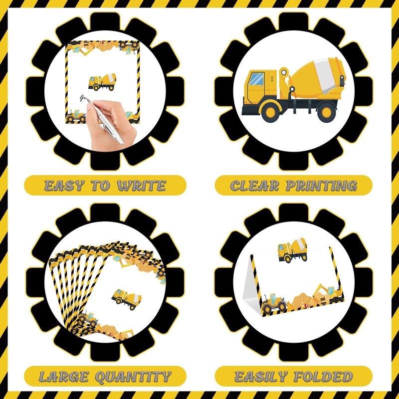TagreSpike Construction Table Place Cards 50pcs Dump Truck Tent Cards