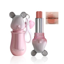 Qin Derdom Lipstick, Colored Lipstick, Glossy, Cute, Moisturizing, Long-Lasting, Bear Pattern, Includes Carabiner, Claw Pattern, Can be Used as a Key Holder