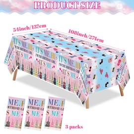 BHronony Music Tablecloth Covers Decorations - 3pcs Popular Music Themed Table Cloths, Rock and Roll Guitar Disposable Plastic Waterproof Rectangular Covers for It’s Me Girl Birthday Party Supplies