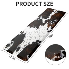 Opulentix Brown and White Kitchen Mat for Floor Spotted Cow Skin Kitchen Rugs Non Slip Anti Fatigue Waterproof Comfort Rugs for Kitchen Floor Office