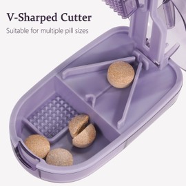 ColeMela Pill Cutter Splitter for Small and Tiny Pills, or Large Pills. V-Shaped Design for Multiple Sizes. Safety Blade Guard. Loss-Proof Built-in Small Brush & Sliding Door Pill Storage (Olive)