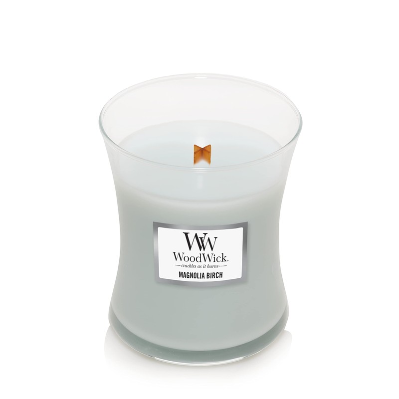 WoodWick Medium Hourglass Candle, Magnolia Birch - Premium Soy Blend