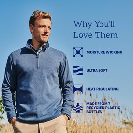 Fair Harbor The Larchmont Seawool Quarter-Zip –– Men's All-Season Seawool Outerwear –– Heat-Regulating and Moisture-Wicking Navy