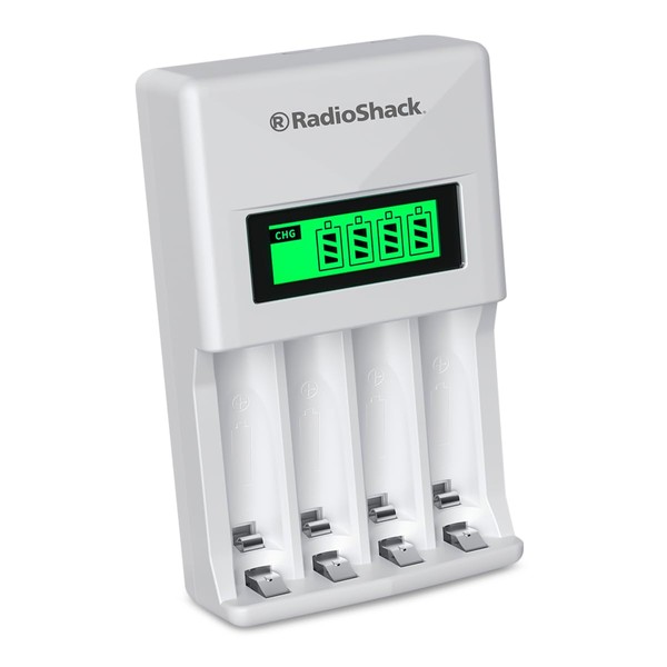 RadioShack Cargador de Pilas Recargables AA y AAA: Incluye 2 Baterías AA de 2500 mAh, Cable de Carga y Cubo de Pared - Potente y Conveniente para Energizar Tus Dispositivos