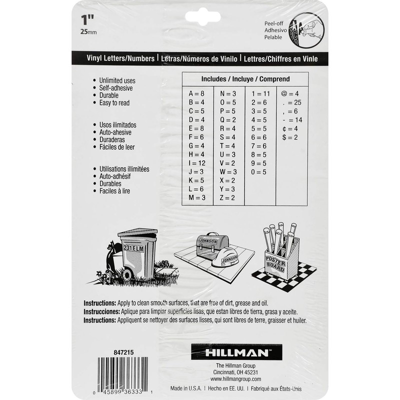 Hillman 847215 1-Inch Die-Cut Letters/Numbers Kit, White
