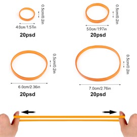 Elastic Bands Heavy Duty 80Pcs Thick rubber bands Natural Strong Money Elastic Bands Wide Rubber Band Stationary Stretchable Bands for Home School Office Workshop Accessories,Yellow（38/50/60/70*5mm）