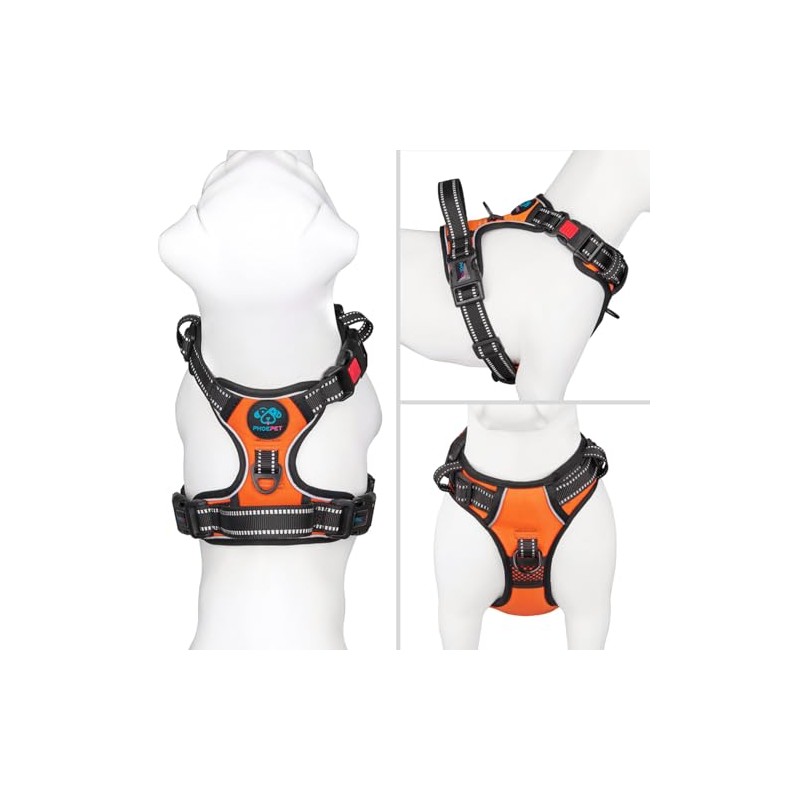 PHOEPET Arnés reflectante para perro, para razas grandes, ajustable, sin
