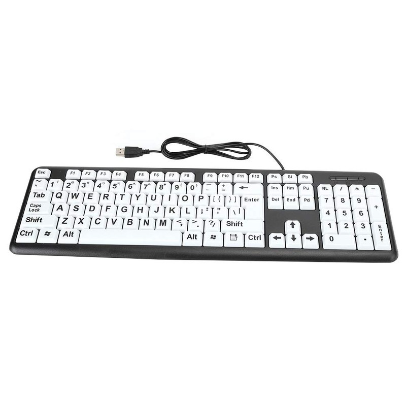 Elderly Keyboard, Large Print Computer Keyboard, 104 Keys QWERTY, High