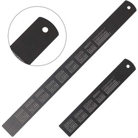 1Pcs 30cm&1Pcs 15cm Metal Ruler, Stainless Steel Ruler Black Metal Long Ruler with Conversion Table for School and Office Measuring