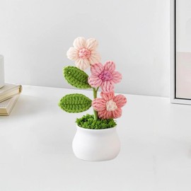 IYUNMEI Crochet Flowers,Crochet Flower Bouquet,Cute Handmade Crocheted Flowers,Small Mini Potted Puff Flower Knitted Ornaments,Used for Home Office Desktops and Car Decorations