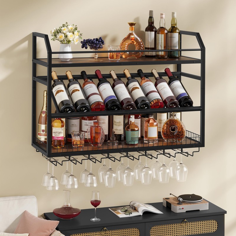 Hoctieon Wall Mounted Wine Rack, 31.5" Wall Wine Rack for