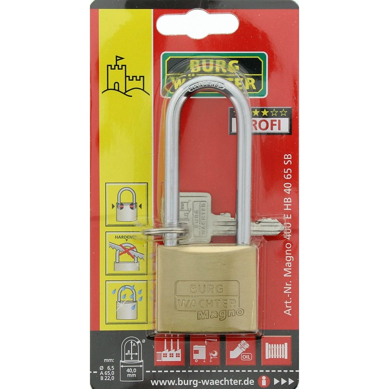 Burg Wächter Magno 400 E Large Shackle Lock 40/65 mm,