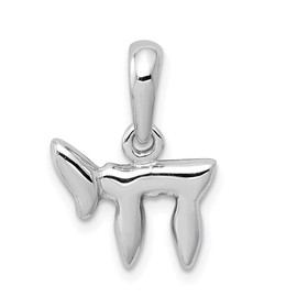 Saris and Things 14k White Gold Solid Chai (Life) Charm Pendant