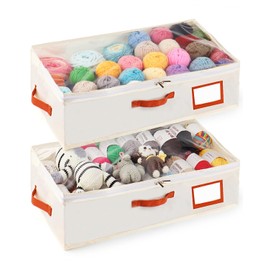 Aeelike 2-Pack Under Bed Yarn Storage Bag, Tool-Free Assembly Yarn Storage with Large Capacity L 22.83"x W 11.81"x H 5.9", Foldable & Lightweight, Oxford cloth