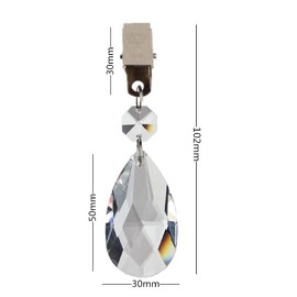 yueton Pack of 4 Metal Clip Crystal Glass Teardrop Pendant Tablecloth Weights