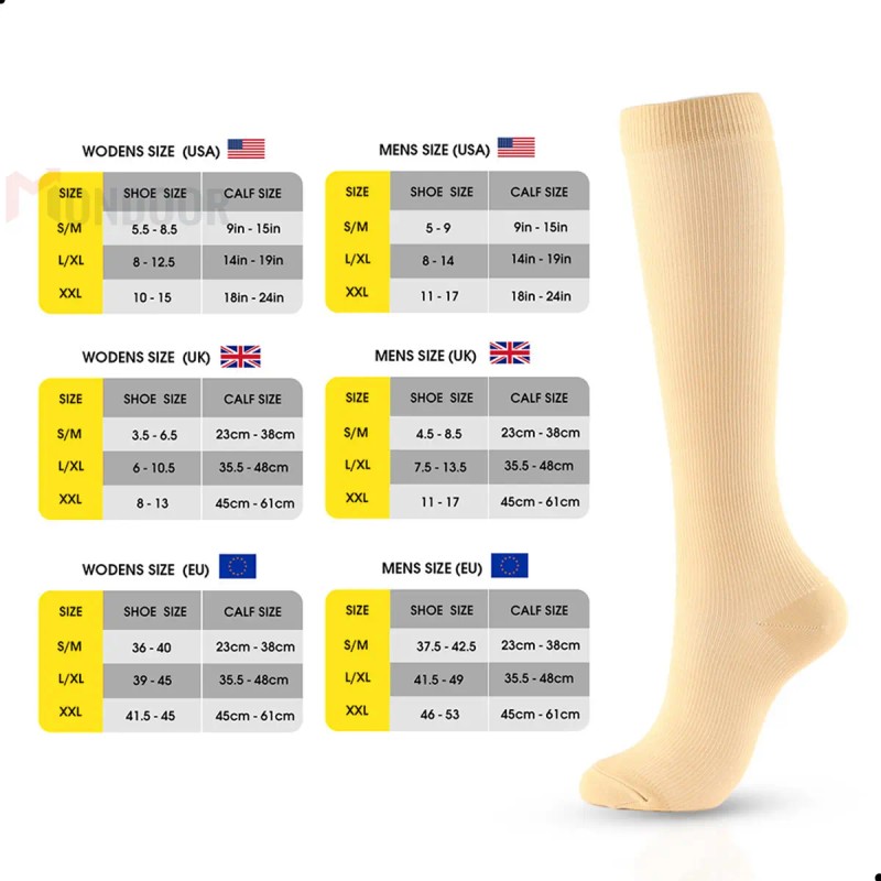 Calcetines De Compresión Media 20-30 Mmhg Venas Varicosas
