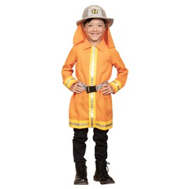 Party City Kids Cosplay Firefighter Costume, Size: 47.2 inches (120 cm), Color: Orange