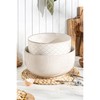 Mikiegy Ceramic Mixing Bowls Set of 2, Nesting Ceramic Embossment