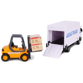 Toyland® Metal Load and Go Vehicle Set - Scania Cargo Truck with Forklift and Pallet - Transport Vehicle Toys - Toys for Boys (White)