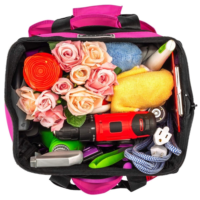ALLSPACE Pink Tool Bag with 43 Piece Pink Tools, Tool