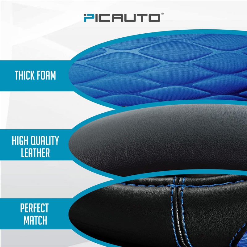 PIC AUTO Steering Wheel Cover, Blue Thick Rhombic Foam and
